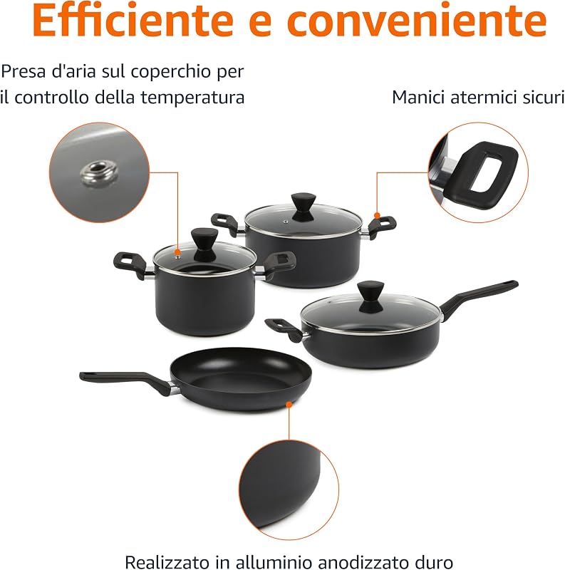Set di pentole e padelle in ceramica impilabili, antiaderenti, 10 pezzi, salvaspazio — foto 2 di 6