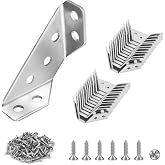 PlusRoc 12-Pack Stainless Steel Corner Brackets for Wood | Heavy Duty Corner Braces for Wood Furniture, Drawers, Cabinets, Tables and Chairs