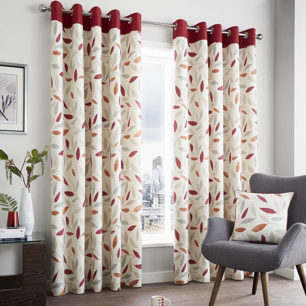 Fusion - Beechwood - Curtains, 168 x 183cm, Red, 66" Width x 72" Drop โ image 1