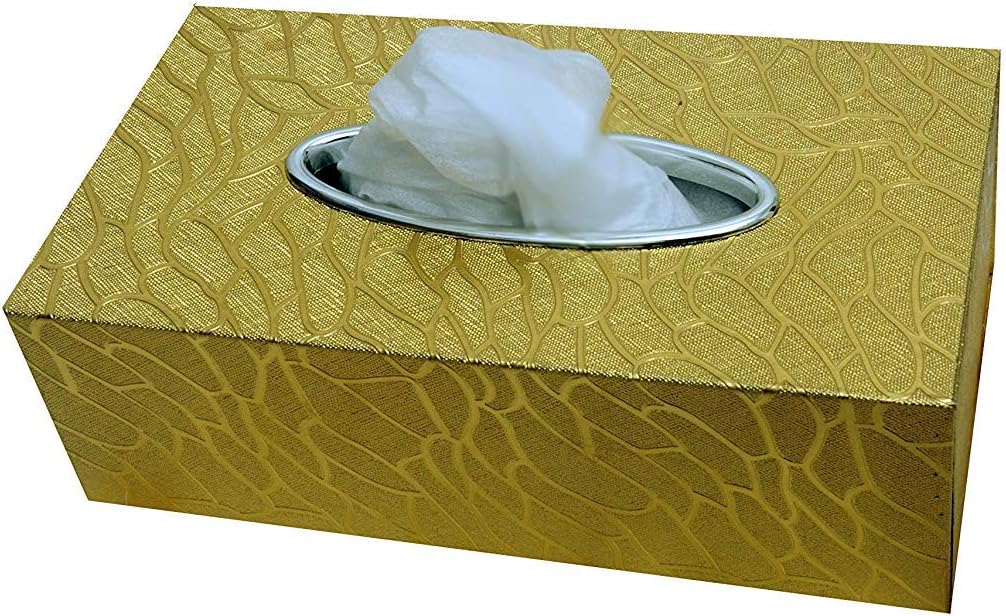 Instakart Attractive Tissue Box Tissue Paper Holder, Paper Napkin Storage for Home & Car (Golden)