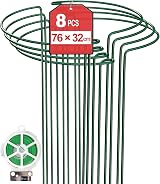 TOYPOPOR 8Pack 76x32cm Plant Support Stakes with 50m Ties Garden Cage