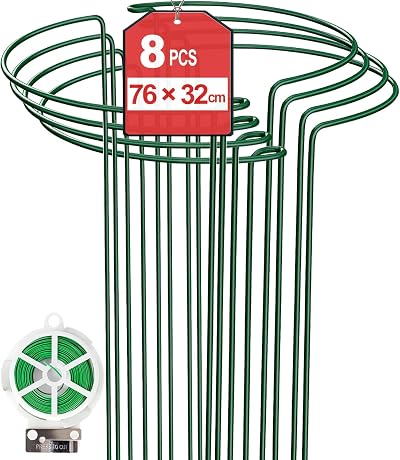 TOYPOPOR 8Pack 76x32cm Plant Support Stakes with 50m Ties Garden Cage