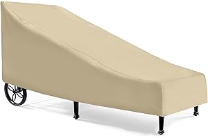 SunPatio Waterproof Patio Chaise Lounge Cover, Outdoor Lounge Chair Cover, Heavy Duty Day Chaise Cover with Sealed Seam, Pool Lounge Chair Cover, All Weather Resistant, 80" L x 36" W x 32" H, Beige