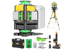 DIYtoolifz Laser Level with Tripod Compatible with DeWalt 20V Battery, 4D Green 16-Line 4x360° Self Leveling Lazer Leveler To