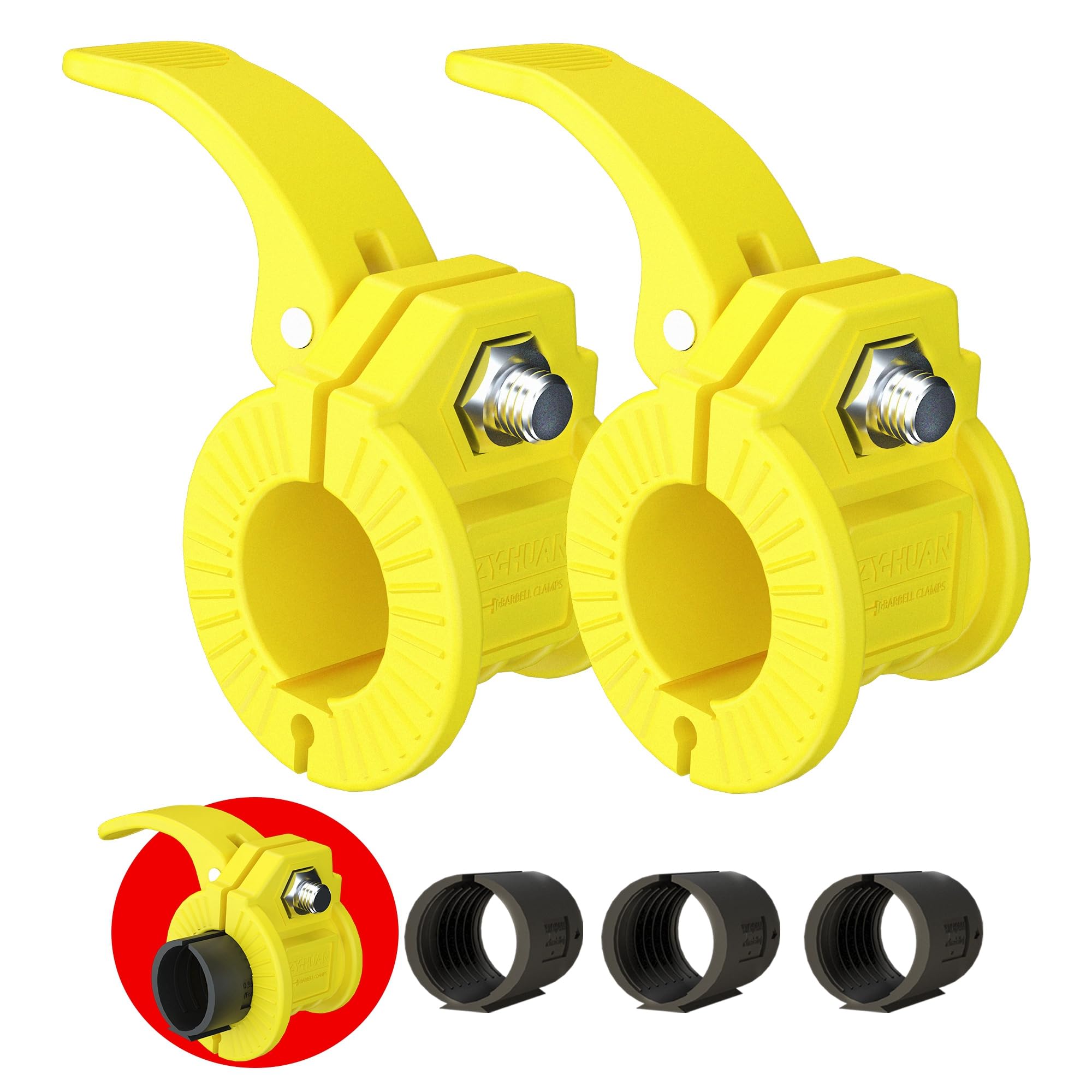 ZY-HUAN 1 inch Barbell Clamps Pro Collar Adjustable Weight Bar Clips Fast Release Perfect for Pro Crossfit Strong Lifts and Olympic Fitness Training Supplies