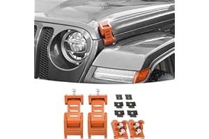 SQQP Hood Latch Stainless Steel Hood Catch Kit Fit for 2007-2018 Jeep Wrangler JK JKU/for 2018-2025 JL JLU & Jeep Gladiator JT,Orange Exterior Accessories