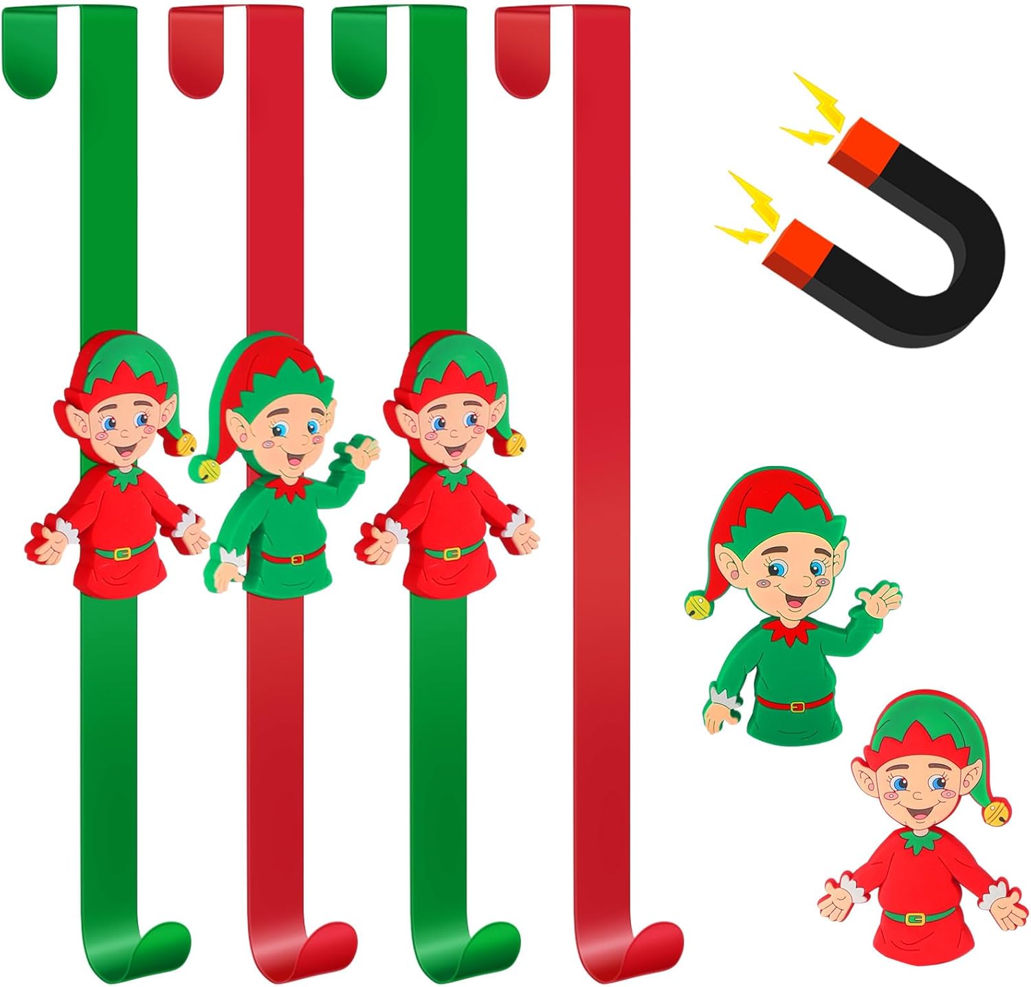 Wreath Hangers - Gisafai 4 Pcs Christmas Wreath Hangers for Front Door Elf Decoration Over The Door Wreath Hook 13.78
