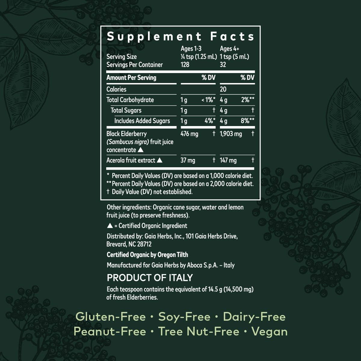 Gaia Herbs Black Elderberry Syrup - Daily Immune Support with Antioxidants, Organic Sambucus Elderberry Supplement, 5.4 Fl Oz (Pack of 1): Health & Personal Care