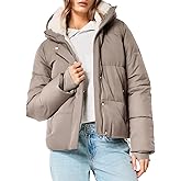 Wyeysyt Women's Cropped Puffer Jacket Winter Coat Fur Lined Quilted Jacket with Removable Hood