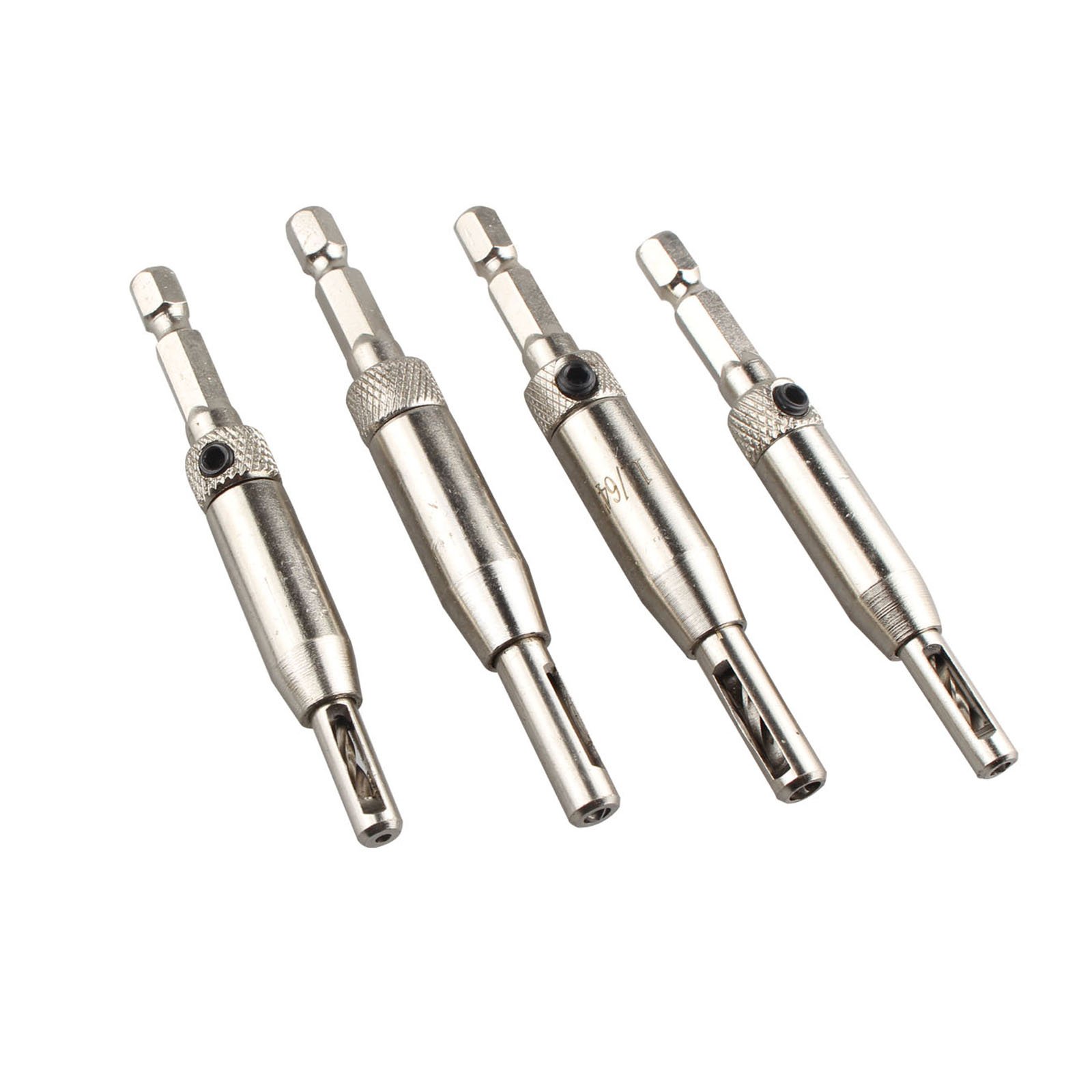 HALJIA 4pcs Self Centering Hinge Drill Bits Set for Door Cabinet Pilot Holes HSS Hex Recess 5/64'',7/64'',9/64',11/64''Carpenters Furniture Makers