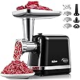 Electric Meat Grinder, Heavy Duty Meat Mincer, Sausage Stuffer Maker, Food Grinder with Sausage & Kubbe Kit, 3 Grinder Plates, Stainless Steel (Black)