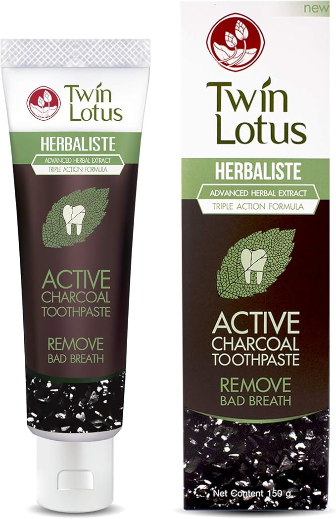 TWIN LOTUS ACTIVE CHARCOAL TOOTHPASTE HERBALISTE Triple Action Powered