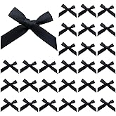 30 Pcs Black Hair Bows for Women, Mini Bowknot Ribbon Barrettes Hair Clips, Cute Bows for Girls Hair Accessories (Black)