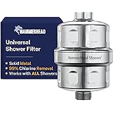 Hammerhead Metal Shower Head Filter, KDF-55 Removes Chlorine &amp; Chemicals | Universal Water Filter for Shower Head with KDF 55, Removes Toxic Chemicals and Chlorine, Chrome