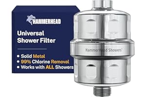 HammerHead Showers® Solid Metal Shower Head Filter – KDF 55 Shower Filter, High Pressure Universal Shower Filters to Remove T