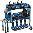 Power Tool Organizer with Power Strip, 4 Drill Holders Tool Storage with Hooks, Heavy Duty Rack for Garage Organization, Wall Mount Tool Organizer, Christmas Anniversary Birthday Gifts for Men Dad Him