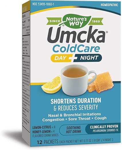 Amazon Com Nature S Way Umcka Coldcare Day Night Soothing Hot Drink Mixes Lemon Honey Flavors 12 Packets Health Personal Care