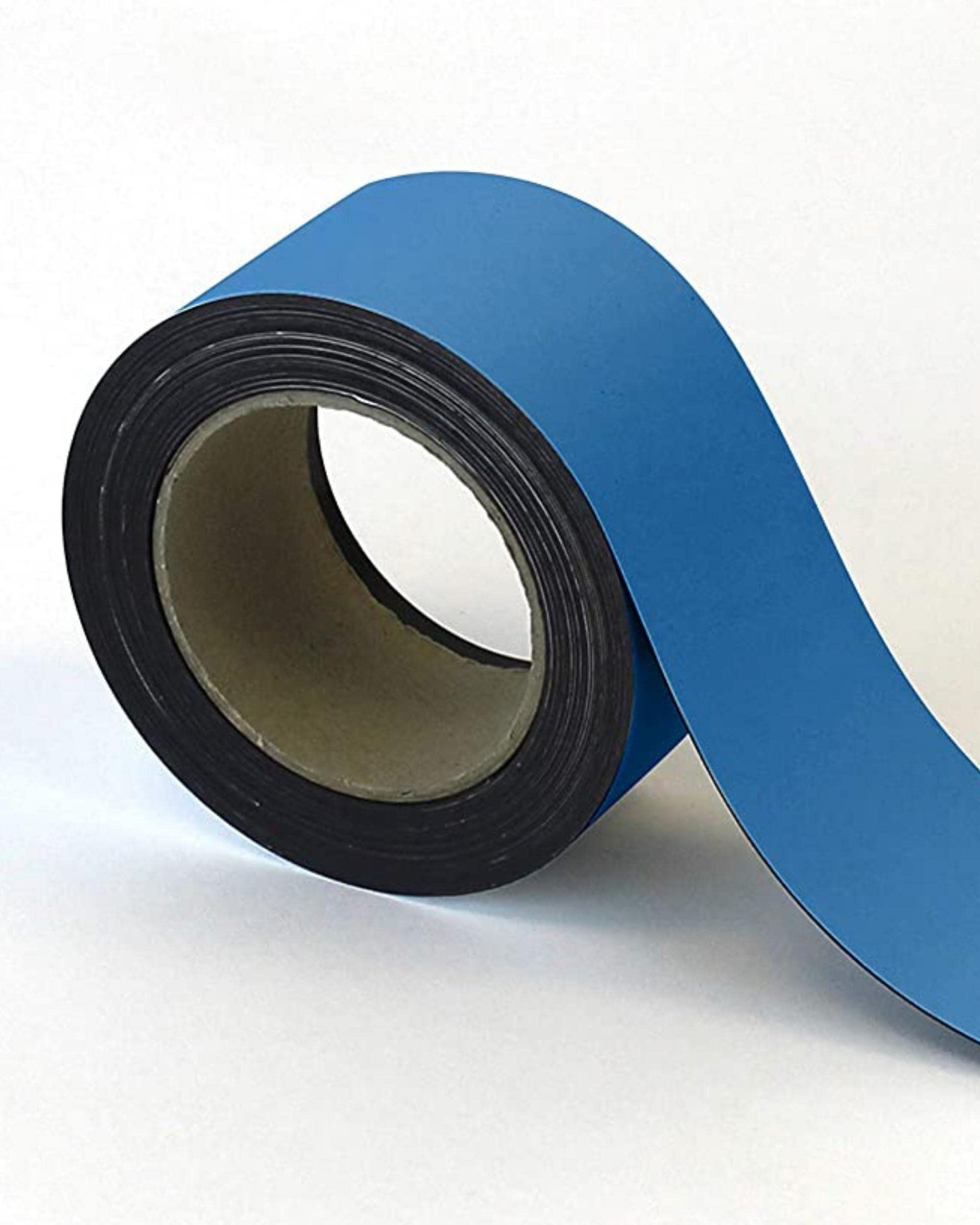 Magnetic Steel Easy-Wipe Tape, Thin & Flexible, Cut to Fit Strip, Strong Magnetic Tape, High Visible Identification, Suitable For All Non-Magnetic Surfaces - Blue - H.60mm x W.10M