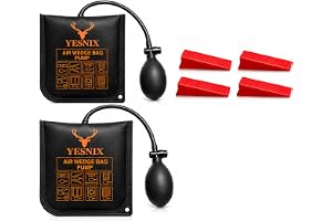 YESNIX Air Wedge Bag 2 Pack, 400 lbs Heavy Duty Inflatable Air Shim Tool Set with 4 Alignment Wedges, TPU Lift Bags, Silicone Tube & Rubber Valve for Door Installation, Window Alignment, Furniture