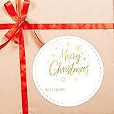Christmas Gifts Tags Stickers for Gifts, 30 Pcs Gold Merry Christmas Name Tags, 2.5x2.5 Inch Holiday Presents Sticker Labels, Festive Chrismas Name Tag for Gift Wrapping Bags Classroom-D12