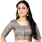 Chandrakala Banarasi Blouses for Women Sarees,Readymade (B181-P)