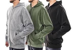 WHITE PEAK TRADING COMPANY Mens Sweatshirt Zip Up Hoodie, 3 Pack Long Sleeve Jacket Soft Fleece Athletic Hoodies with Pockets