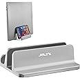 JARLINK 2-in-1 Design Vertical Laptop Stand Holder, Aluminum Laptop Stand for Desk with Adjustable Dock, Space-Saving Organizer for All MacBook, Surface, Samsung, HP, Dell, Chrome Book,Silver