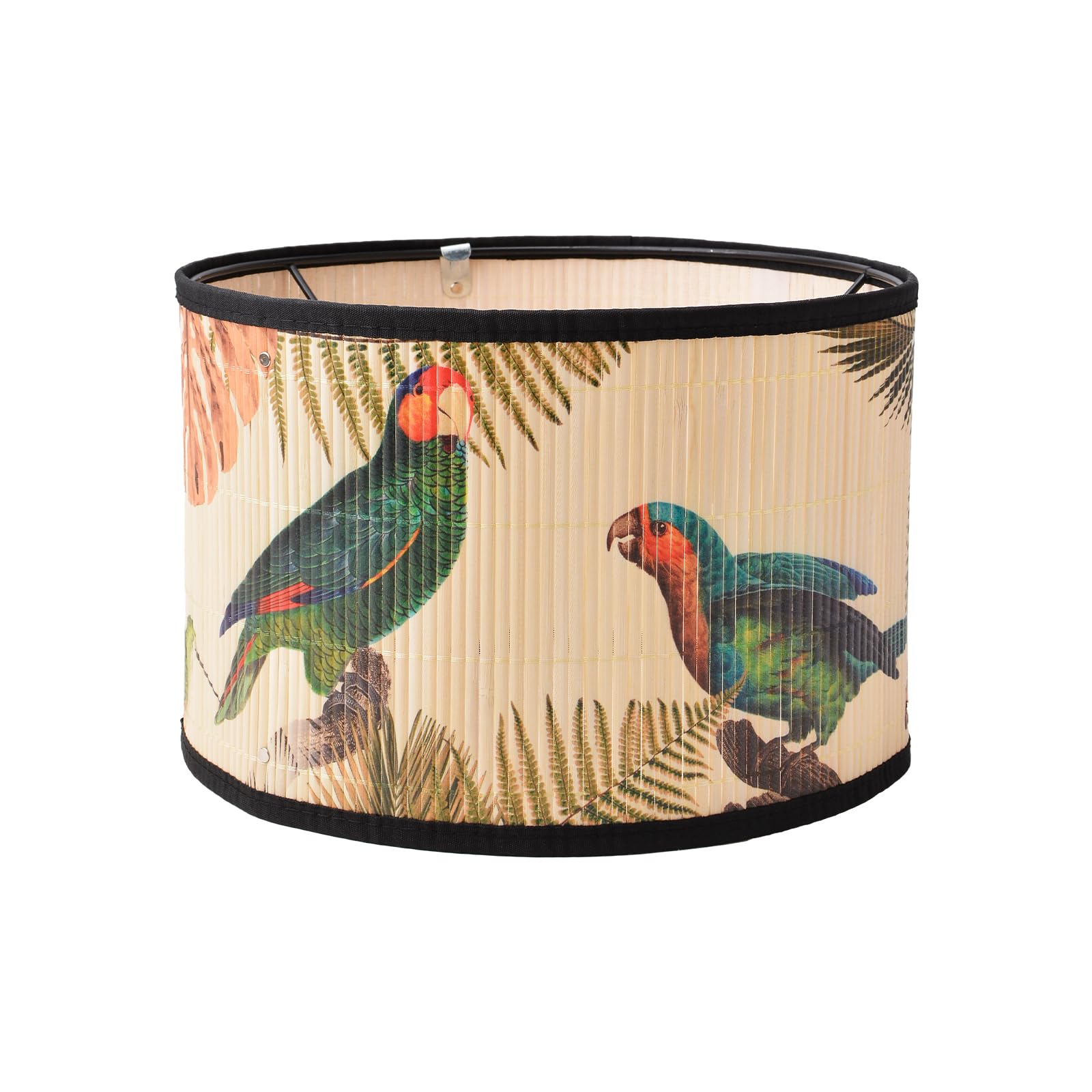 INCREWAY Vintage Bamboo Pendant Lamp Shade with Bird Pattern - Woodsy Home Decorative Ceiling Light Cover