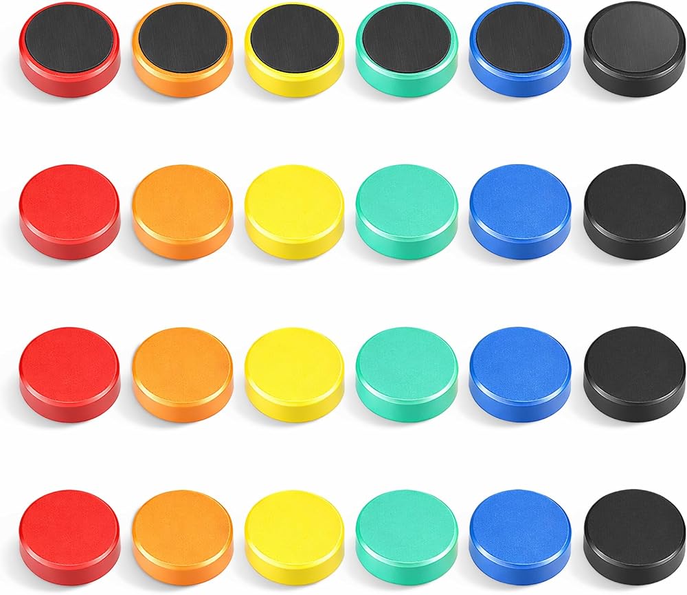 FINDMAG 24 Pack Fridge Magnets Colourful Round Rubber-Coated Strong Hold</n>