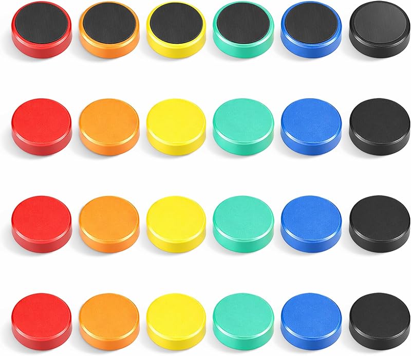 FINDMAG 24 Pack Fridge Magnets Colourful Round Rubber-Coated Strong Hold</n>