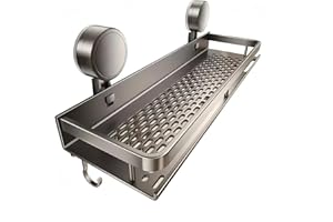 Suction Cup Shower Caddy, No Drill Shower Shelf, Aluminum Rust Proof Bathroom Shower Organizer