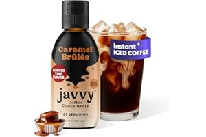 JAVVY Coffee Concentrate - Limited Release Flavors - Cold Brew Coffee, Perfect for Hot or Iced Instant Coffees, Hot Drinks, Cold Brew Concentrate, 35 Servings - Caramel Brulee