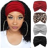 AQOKKA Extra Wide Headbands for Women Large Turban Headband Non Slip Boho Elastic Hairband Hair Twisted Knot Head Bands Accessories