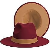 SAJUZEN Womens & Mens Fedora Hats, Wide Brim Fedora Hats for Women Men