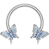OUFER Butterfly Daith Earrings, 316L Surgical Steel Septum Nose Rings, 16G Daith Tragus Conch Piercing Jewelry, Cartilage Hoop Earrings for Women and Men…