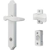 Ideal Security 1216 Surface Mount Storm Door Handle with Lock and Key for 1 &ndash; 1 &frac12; inches Thick Doors (White, 4-Posts)