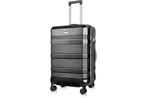 GigabitBest 20" Carry-On Luggage, Lightweight ABS+PC Carrying Suitcase with TSA Lock, Hard Case Luggage with Swivel Wheels (Black, 20" Carry-On)