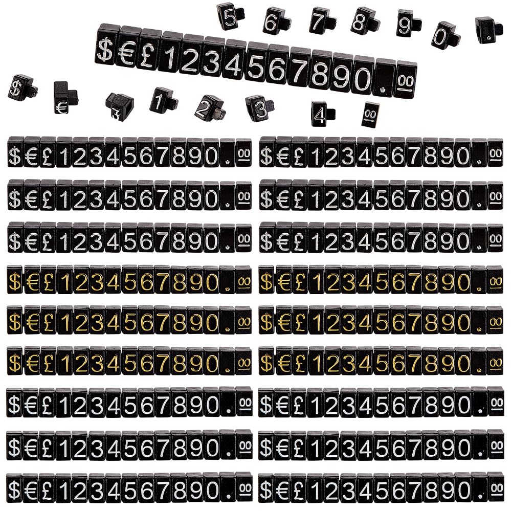 AHANDMAKER 6 Sets Price Display Cube, 3 Colors Adjustable Price Tags for Jewelry Price Display Counter Stand, Price Tags for Retail, Dollar Price Block Kit with Number and Letter