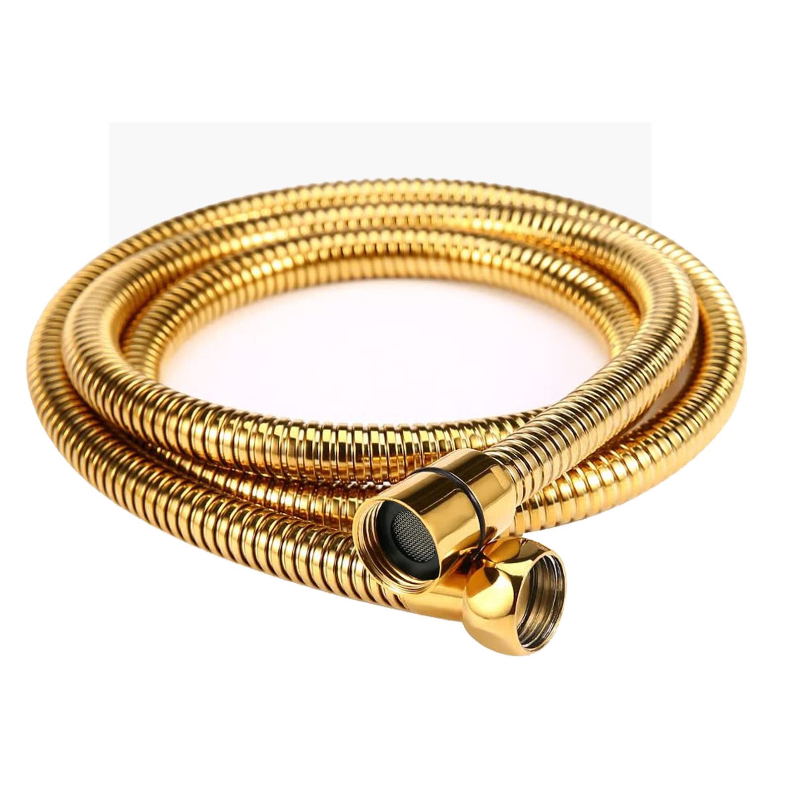 Oupukle Shower Hose Gold 1.5 m Long Stainless Steel Shower Hose Flexible Explosion Protection for All Shower Heads (G1/2) Double Lock with Waterproof Tape Golden