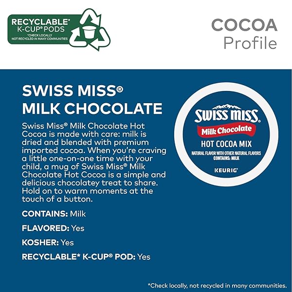 SWISS MISS MILK CHOCOLATE HOT COCOA, KEURIG K-CUP PODS, 22/BOX (1252)