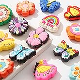 BERMRO 20pcs Silicone Focal Beads Flower&Butterfly Random Focal Beads Bulk for Bead Pens Jewelry Bracelet Making DIY Crafts Project Supplies (flowerbutterfly)