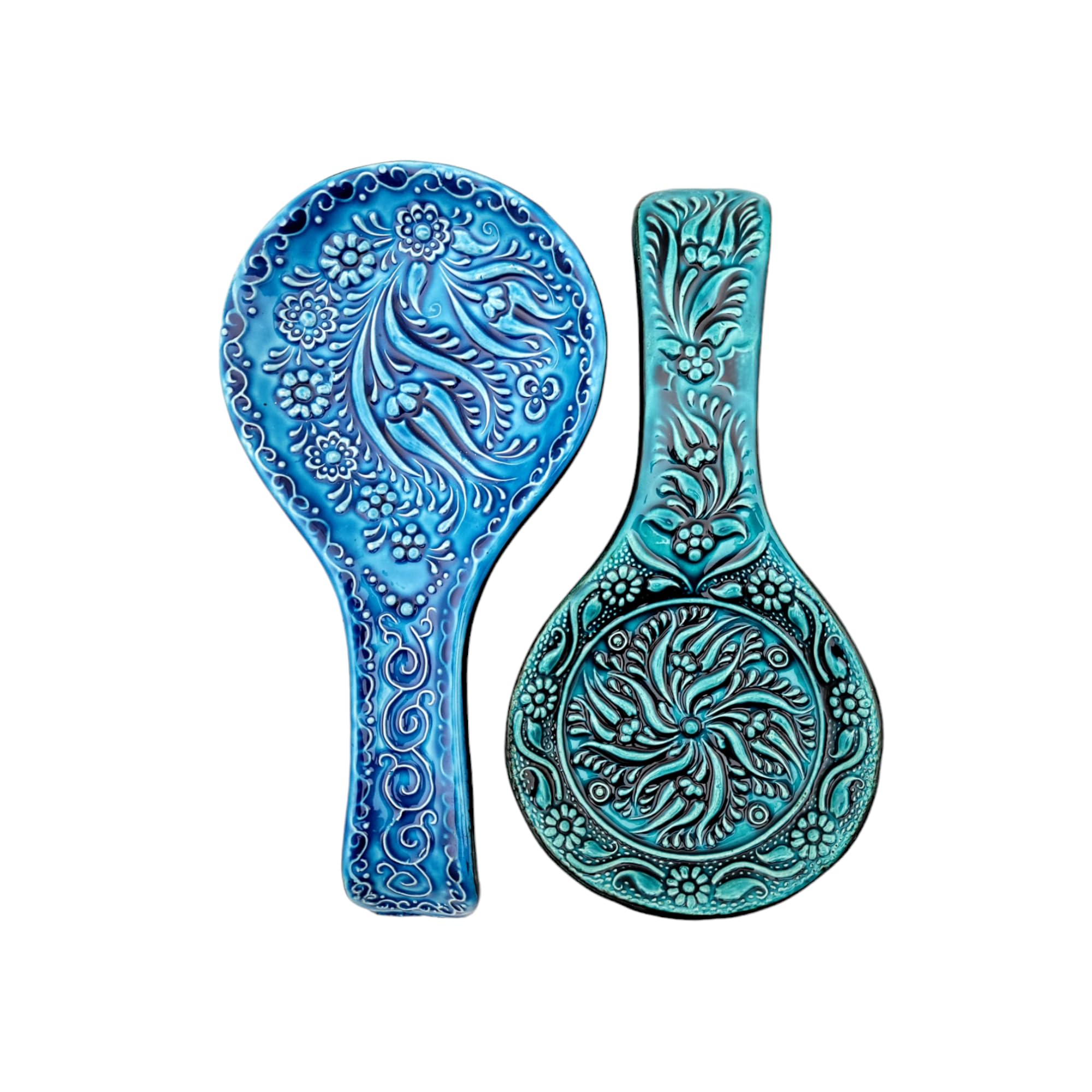 Photo 1 of Ayennur Turkish Ceramic Spoon Rest for Stove Top Set of 2-Spoon Holder for Countertop,Kitchen Decor for Counter-Handmade Dishwasher Safe