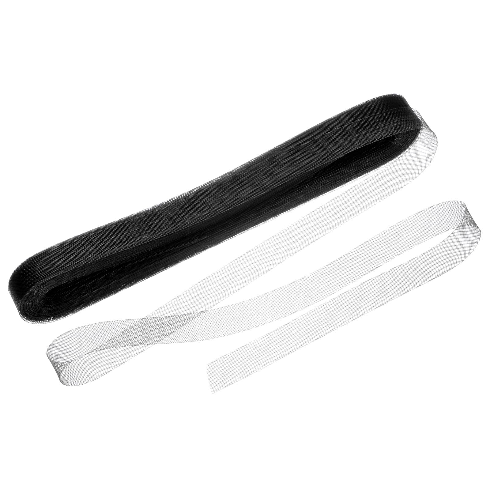 M METERXITY Stiff Horsehair Braid 1 Inch Wide 25 Yards Soft Polyester Horsehair Braid Roll for Wedding Dress/Dance Formal Dress Accessories/Skirt Boning Sewing Shaping [Black]