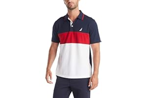 Nautica Men's Short Sleeve 100% Cotton Pique Color Block Polo Shirt