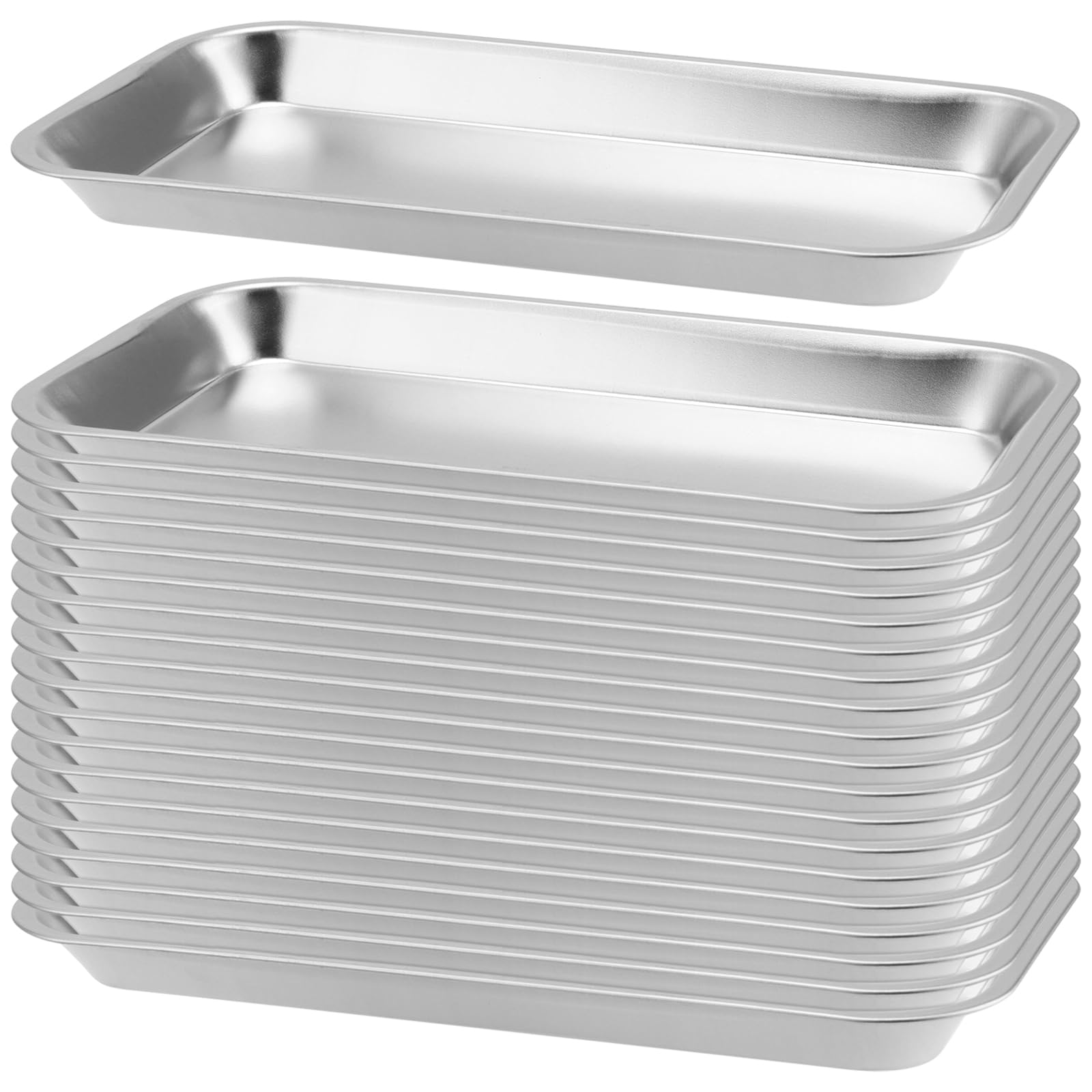 Photo 1 of 20 Pack Stainless Steel Surgical Tray, 8.8 x 4.6 x 0.8 Inch Small Metal Tray, Lab Tattoo Instrument Tools Trays for Bathroom Daily Supplies Organizer, Silver