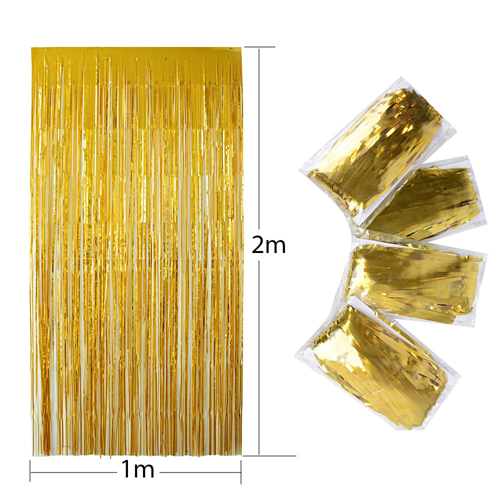 2 Tende Metallizzate Oro E Argento - 100x250cm, Con Frange, Per Feste E Decorazioni - Foto 5