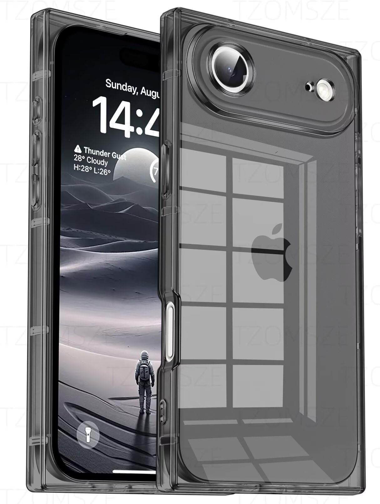 Tzomsze Case Compatible with iPhone Air Clear Case,Camera Protection,Reinforced Corners TPU Slim Shockproof Case Cover for Women Girls 6.7 inch-Transparent Black