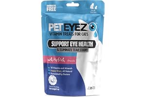 PETEYEZ Pet Eyez Vitamin Treats for Cats - Tear Stain Remover - Eye Health Support - Reduces Itching & Allergies - Whitefish Flavor - 1oz
