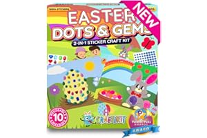 Craftikit® 10 Dots & Gems Easter Crafts for Kids Ages 3-5, Kids Gem Art & Dot Stickers for Toddlers Activities, Preschool Easter Bunny Basket Stuffers, Easter Gifts for Girls and Boys