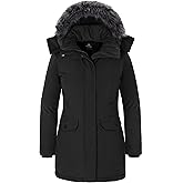 wantdo Women's Long Winter Coat Thick Puffer Jacket Faux Fur Hooded Parka Jacket